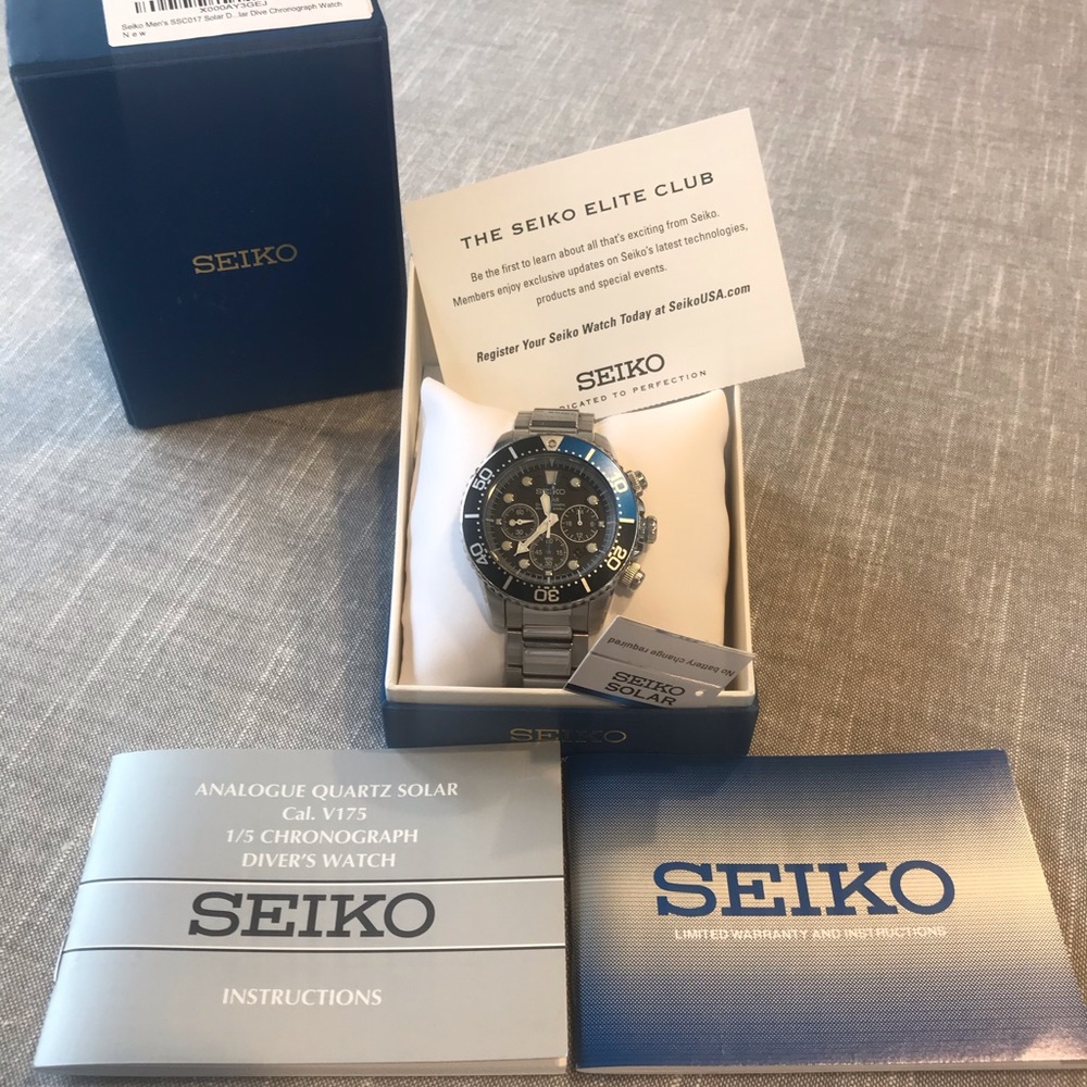 SEIKO Men’s SSC017 Solar Dive Chronograph Watch